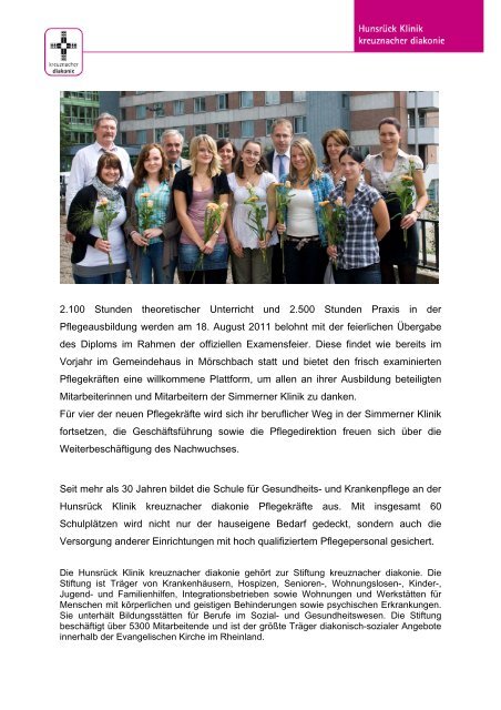 Erfolgreiches Examen an der Krankenpflegeschule - Stiftung ...