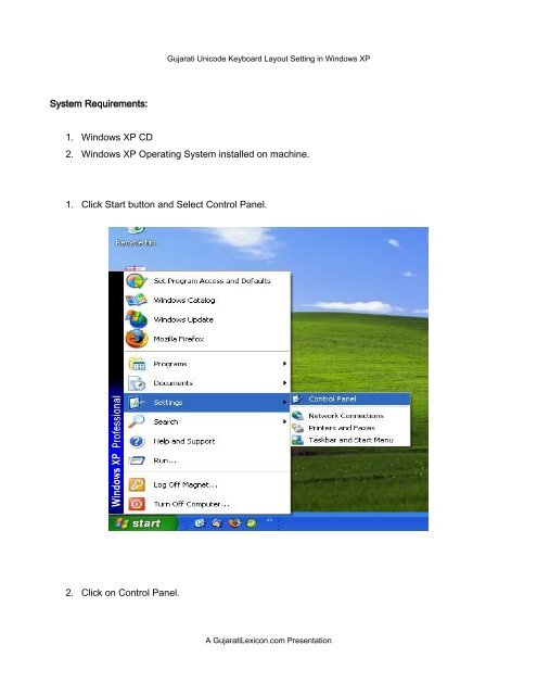 Gujarati Unicode Keyboard Layout Setting ... - Gujaratilexicon