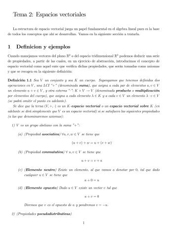 Tema 2: Espacios vectoriales