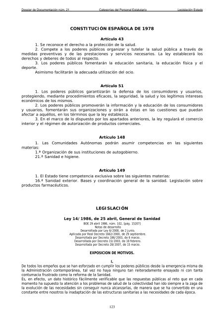 Dossier nÃºm. 21. Proyecto de Ley de creaciÃ³n de las CategorÃ­as de ...