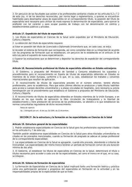 Dossier nÃºm. 21. Proyecto de Ley de creaciÃ³n de las CategorÃ­as de ...