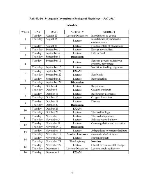 Syllabus-Aquatic Invertebrate Ecological Physiology - University of ...