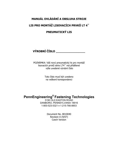 PennEngineeringÃ‚Â® Fastening Technologies