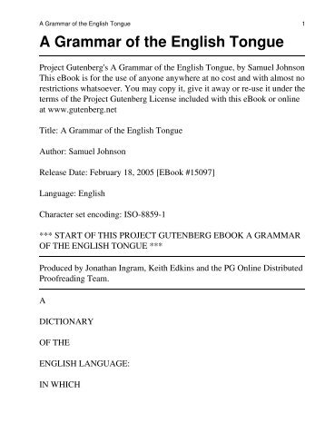 A Grammar of the English Tongue - ESL Teachers Board