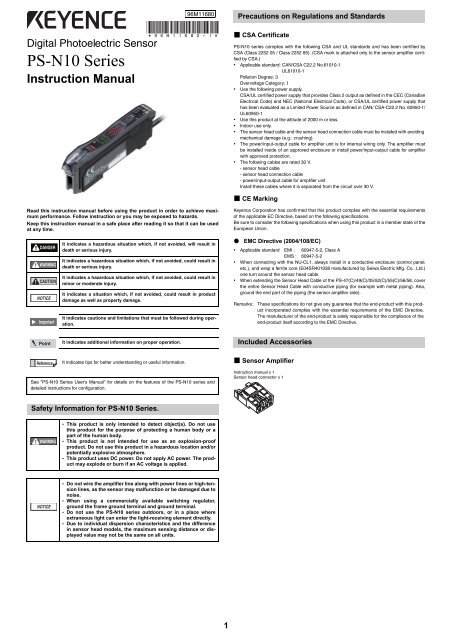 Digital Photoelectric Sensor PS-N10 Series Instruction Manual ...