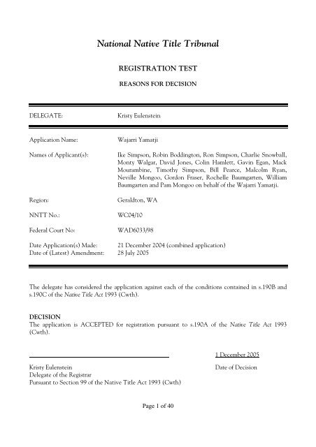 National Native Title Tribunal