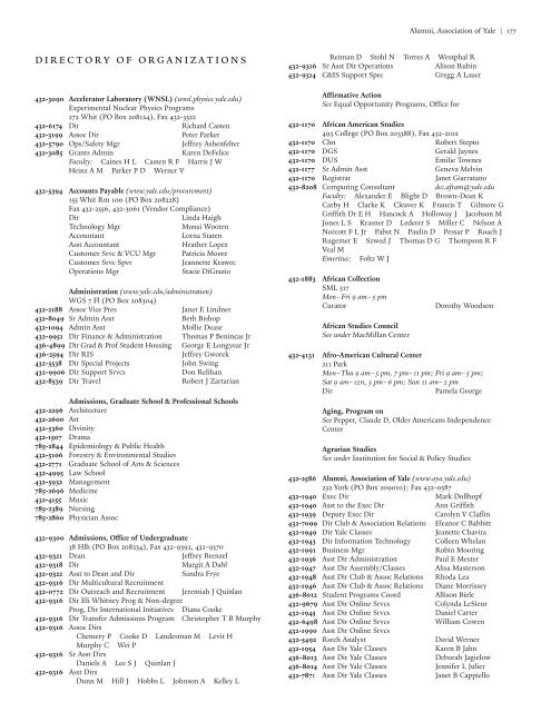2007 Directory A-Z - Yale University