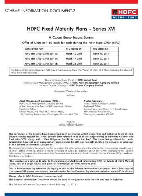 the Offer Document - HDFC Mutual Fund