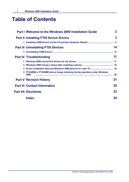 Windows 2000 Installation Guide - FTDI