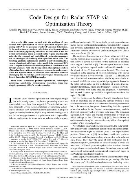 Code Design for Radar STAP via Optimization Theory