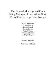 Can Squirrel Monkeys and Crab - University of Miami