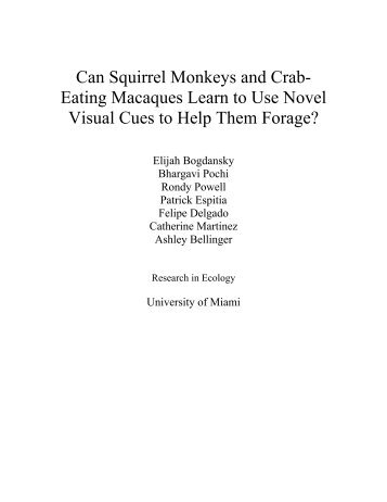 Can Squirrel Monkeys and Crab - University of Miami