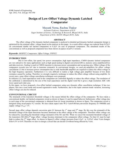 Design of Low-Offset Voltage Dynamic Latched ... - IOSRJEN