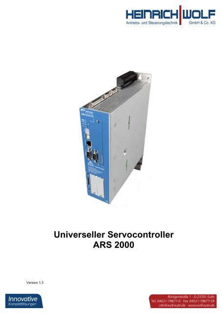 Universeller Servocontroller ARS 2000 - Heinrich Wolf - Antriebs