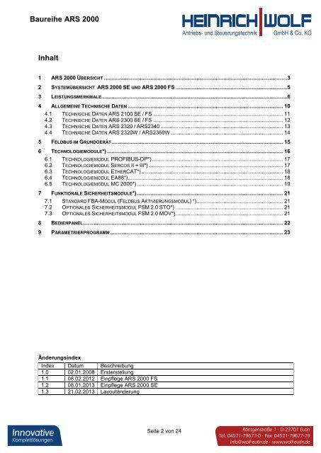 Universeller Servocontroller ARS 2000 - Heinrich Wolf - Antriebs