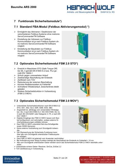 Universeller Servocontroller ARS 2000 - Heinrich Wolf - Antriebs