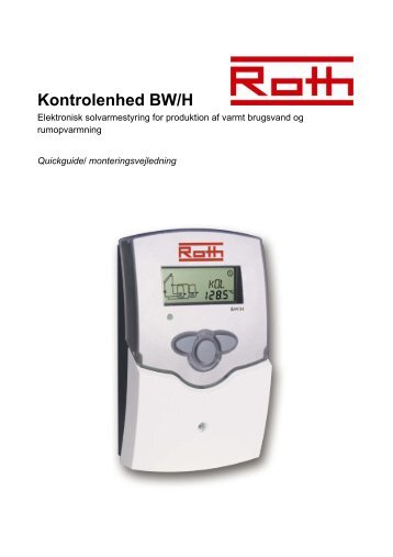 BWH kontrolenhed til solvarmesystem, installation - Roth