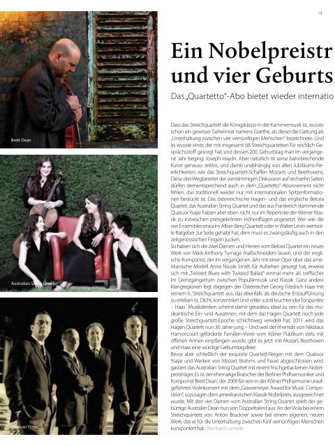 DAS MAGAZIN Aboausgabe - Kölner Philharmonie