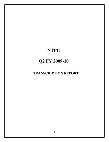 NTPC Q2 FY 2009-10
