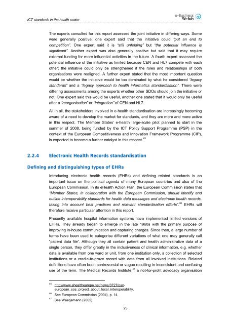 ICT standards in the health sector: current situation and ... - empirica