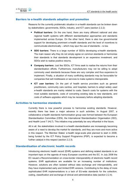 ICT standards in the health sector: current situation and ... - empirica