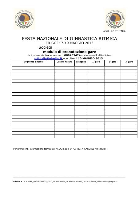 FESTA NAZIONALE LIBERTAS DI GINNASTICA RITMICA CITTA' DI ...