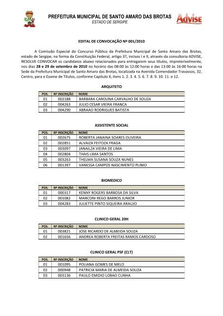 Edital de ConvocaÃ§Ã£o - TÃ­tulos Santo Amaro - Advise