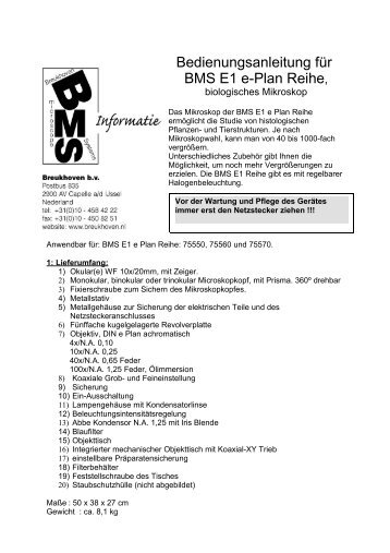 BMS 11 REIHE STEREOMIKROSKOPE