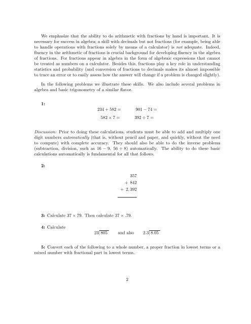 1. Problems for Pencil and Paper The foundation of mathematics ...