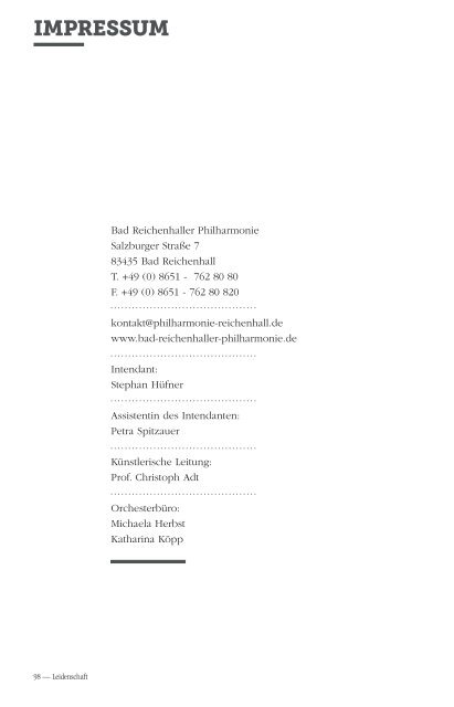 Leidenschaft - Bad Reichenhaller Philharmonie