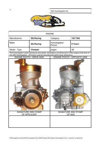 Motorhomologation Cheetah KT 125 Goldcup - SQ Racing.de