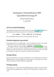 Datalogiens Videnskabsteori 2009 Ugeseddel kursusuge #1