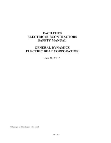 Facilities Electrical Subcontractors Safety Manual - Electric Boat ...