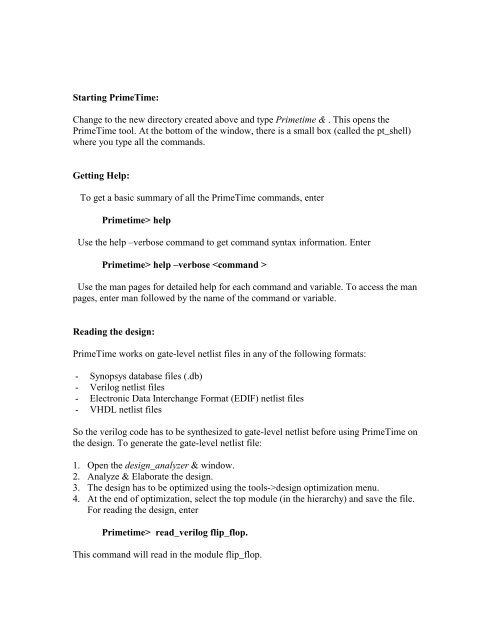 ELEN 468 Advanced Logic Design (Spring? 2001) Lab #8 Timing