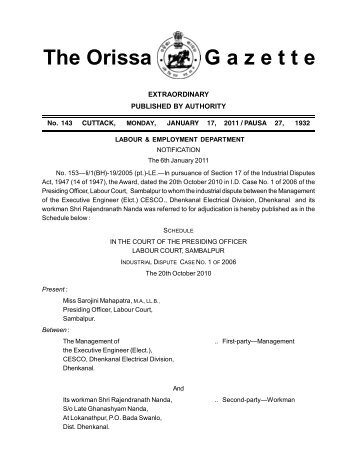 The Orissa G a z e t t e - Government of Orissa