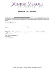 Building Use Policy Agreement - Junior League of Lubbock