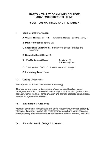 SOCI202 Marriage & Family - Raritan Valley Community College