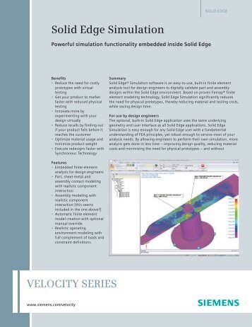 Solid Edge Simulation Fact Sheet - Geometric Solutions
