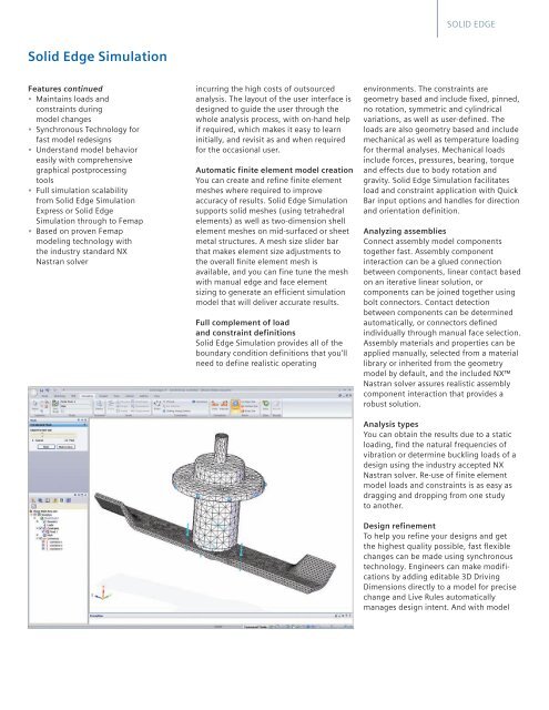 Solid Edge Simulation Fact Sheet - Geometric Solutions