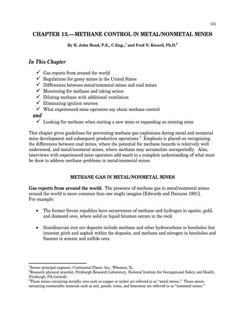 Handbook for Methane Control in Mining - AMMSA