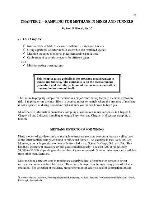 Handbook for Methane Control in Mining - AMMSA