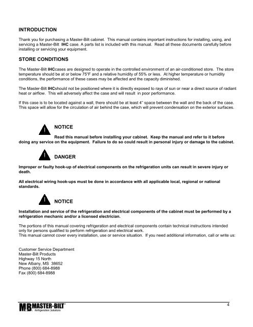 Installation & Operations Manual - Master-Bilt