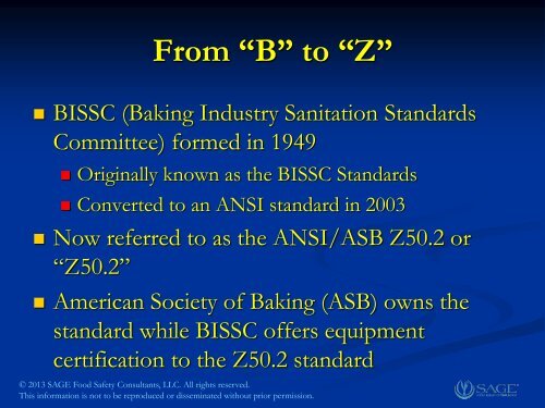 ANSI/BISSC Z50.2 Standard - 3-A Sanitary Standards