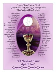 Fifth Sunday of Easter April 28, 2013 Corpus Christi Catholic Church
