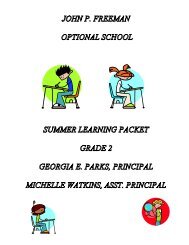john p. freeman optional school summer learning packet grade 2 ...