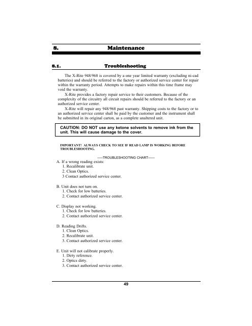 968 Spectrophotometer Operation Manual ***discontinued ... - X-Rite