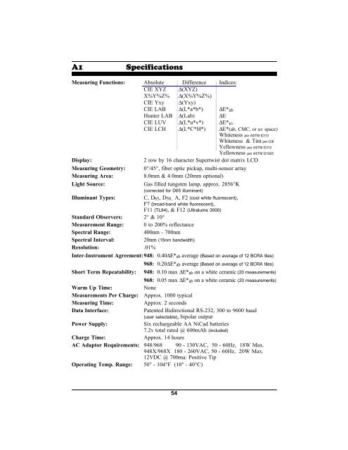 968 Spectrophotometer Operation Manual ***discontinued ... - X-Rite