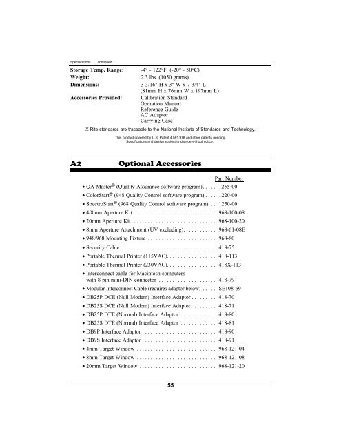 968 Spectrophotometer Operation Manual ***discontinued ... - X-Rite