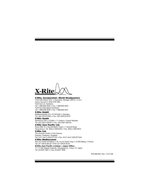 968 Spectrophotometer Operation Manual ***discontinued ... - X-Rite