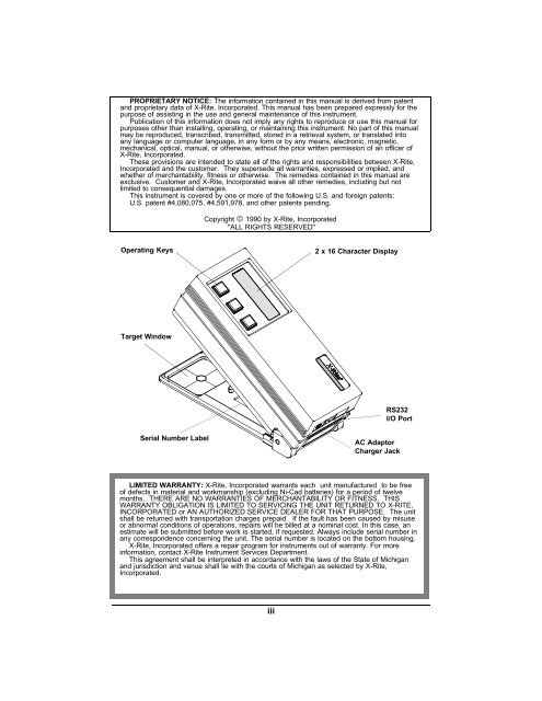 968 Spectrophotometer Operation Manual ***discontinued ... - X-Rite